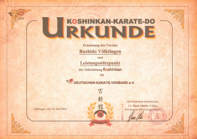 Urkunde Landesstützpunkt